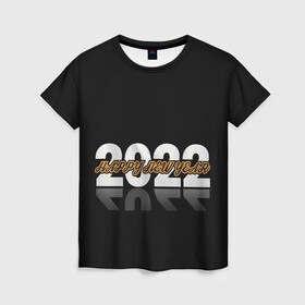 Женская футболка 3D с принтом С Новым 2022 годом! в Новосибирске, 100% полиэфир ( синтетическое хлопкоподобное полотно) | прямой крой, круглый вырез горловины, длина до линии бедер | 2022 | new year | tiger | water tiger | водяной тигр | символ года