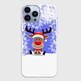Чехол для iPhone 13 Pro Max с принтом Олень среди снежинок в Новосибирске,  |  | 2021 | 2022 | happy new year 2022 | дед мороз | новый год | новый год 2022 | олень | олень с подарком | санта | снег | снежинки