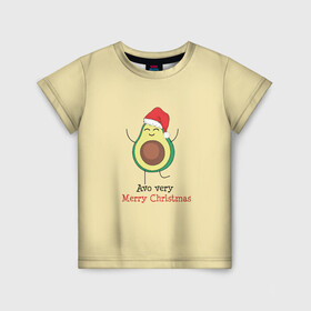 Детская футболка 3D с принтом Avo Merry Christmas в Новосибирске, 100% гипоаллергенный полиэфир | прямой крой, круглый вырез горловины, длина до линии бедер, чуть спущенное плечо, ткань немного тянется | avocado | santa | the hood | авокадо | колпак