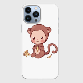Чехол для iPhone 13 Pro Max с принтом Милая обезьяна ест банан в Новосибирске,  |  | бананы | животное | животные | милое | милое животное | мир | обезьяна