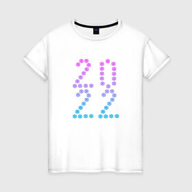 Женская футболка хлопок с принтом Новый снежный 2022 в Новосибирске, 100% хлопок | прямой крой, круглый вырез горловины, длина до линии бедер, слегка спущенное плечо | 2022 | new eyar | нг | нг 22 | новогодняя одежда | новый 22 | одежда на новый год | приколы новый год | приколы с нг | с новым годом