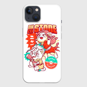 Чехол для iPhone 13 с принтом Котятки Сенку и Цукаса Dr Stone в Новосибирске,  |  | anime | dr stone | dr stone stone wars | e  mc2 | manga | senkuu ishigami | аниме | вождь деревни исигами | десять миллиардов процентов | доктор камень | доктор стоун | докута сутон | исигами сенку | исигами сэнку | манга