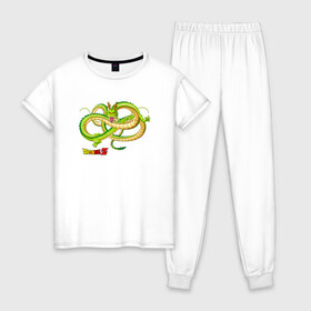 Женская пижама хлопок с принтом Shenron (Dragon Ball Z) в Новосибирске, 100% хлопок | брюки и футболка прямого кроя, без карманов, на брюках мягкая резинка на поясе и по низу штанин | anime | dragonball | аниме | анимэ | драконий | жемчуг | манга