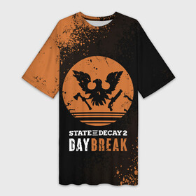 Платье-футболка 3D с принтом Day Break  State of Decay 2 в Новосибирске,  |  | day break | daybreak | logo | state of decay | survival horror | undead labs | загнивающий штат | зомби апокалипсис | лого | логотип | стадия разложения | стейт оф декай | эмблема