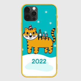 Чехол для iPhone 12 Pro с принтом Новогодний стол - тигр в Новосибирске, силикон | область печати: задняя сторона чехла, без боковых панелей | 2022 | год тигра | новый год | новый год 2022 | символ года | тигр | тигренок | тигрица | тигры