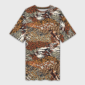 Платье-футболка 3D с принтом Шкуры Диких Животных в Новосибирске,  |  | Тематика изображения на принте: animals | safari | zoo | дикая природа | животные | жираф | звери | зебра | зоопарк | лев | сафари | слон