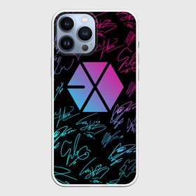 Чехол для iPhone 13 Pro Max с принтом EXO BAND НЕОНОВЫЕ АВТОГРАФЫ в Новосибирске,  |  | baekhyun | chanyeol | do | exo | exo band | exok | exom | kai | kris | lay | luhan | neon | sehun | suho | tao | xiumin | брызги | краски | неон | пэкхён | чен | экзо | эхо