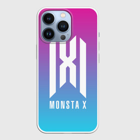 Чехол для iPhone 13 Pro с принтом MONSTA X LOGO NEON GRADIENT в Новосибирске,  |  | jooheon | kihyun | minhyuk | monsta x | mx | neon | shownu | wonho | градиент | монст х | монста х | мх | неон