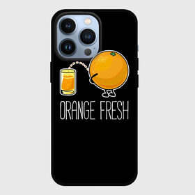 Чехол для iPhone 13 Pro с принтом Orange fresh   апельсиновый фрэш в Новосибирске,  |  | freshly squeezed | funny | joke | juice | orange | orange fresh | апельсин | апельсиновый фрэш | писает в стакан | прикол | свежевыжатый | сок | шутка