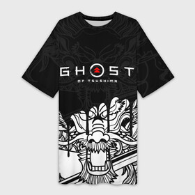 Платье-футболка 3D с принтом GHOST OF TSUSHIMA DRAGON (НА СПИНЕ) в Новосибирске,  |  | death | game | ghost of tsushim | jin sakai | ninja | samurai | the ghost of tsushima | буке | вакидзаси | воин | вояк | дайсё | дзин сакай | иайто | игра | катана | кодати | мононофу | мститель | мушя | ниндзя | нодати | одати | призрак цу