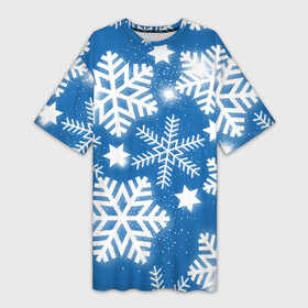 Платье-футболка 3D с принтом Снежное небо в Новосибирске,  |  | зима | небо | новый год | снег | снежинки
