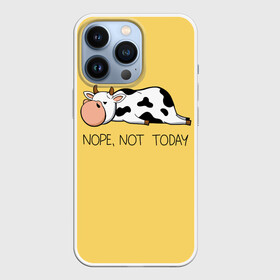Чехол для iPhone 13 Pro с принтом Nope, not today в Новосибирске,  |  | bull | joke | lazy cow | lies | nope | not today | rests | бык | лежит | ленивая корова | не сегодня | нет | отдыхает | прикол | шутка