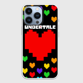 Чехол для iPhone 13 Pro с принтом UNDERTALE HEART COLOR HEROES в Новосибирске,  |  | Тематика изображения на принте: asriel dreemurr | chara | frisk | gaster blaster | heart | sans | undertale | азриэль дримурр | андертейл | гастер | меттатон | санс | сердце | фриск | чара