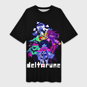 Платье-футболка 3D с принтом DELTARUNE  РУНА ДЕЛЬТА ГЕРОИ ИГРЫ в Новосибирске,  |  | deltarune | deltarune 2 | game | undertale символ | дельта | дельтарун | дельтарун 2 | джевил | знак руин андертейл | значок дельтарун пиксель | игра | королева | крис | ноэлль | ральзей | рукслс | руна | спамтон | сьюзи