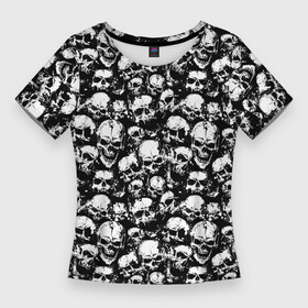 Женская футболка 3D Slim с принтом Screaming skulls в Новосибирске,  |  | bone | bones | screaming | screaming skulls | skull | skulls | кости | кричат | кричащие | кричащие черепа | череп | черепа