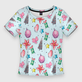 Женская футболка 3D Slim с принтом Рождество 2022 в Новосибирске,  |  | одежа к рождеству | одежка к рождеству | подарок на рождество | прикол рождество | рождественская одежда | рождество 2022 | счастливого рождества