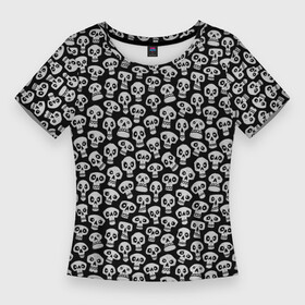 Женская футболка 3D Slim с принтом Funny skulls в Новосибирске,  |  | bone | bones | funny | skulls | кости | череп | черепа