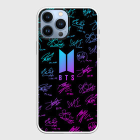 Чехол для iPhone 13 Pro Max с принтом BTS NEON АВТОГРАФЫ   БТС в Новосибирске,  |  | army | bangtan boys | bt21 | bts | bts stickers | chimmy | cooky | koya | mang | monster | rap monster | rapmon | rj | rm | shooky | tata | van | бтс | ви | джейхоуп | джонгук | реп монстр | стикеры bts | сюга | чимин | чин