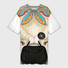Платье-футболка 3D с принтом Современная матрешка в Новосибирске,  |  | губы | матрешка | модная | платок | россия | символ | современная | сумочка | тренд | часы
