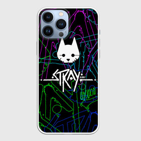 Чехол для iPhone 13 Pro Max с принтом Stray   бродяга в Новосибирске,  |  | adventure | cat | computer game | emblem | inscription | kitten | logo | lost | neon text | stray | tramp | бродяга | заблудший | компьютерная игра | кот | котёнок | логотип | надпись | неоновый текст | приключения | эмблема