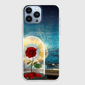 Чехол для iPhone 13 Pro Max с принтом Роза в Колбе в Новосибирске,  |  | красивая роза | красная роза | лепестки роз | ночь за окном | прозрачная колба | роза | роза и ночь | роза с шипами | цветок в колбе | цветок на окне