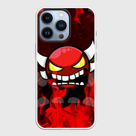 Чехол для iPhone 13 Pro с принтом GEOMETRY DASH RAGE SMLIE LEVELS RED FIRE в Новосибирске,  |  | 2d | arcade | demon | fire | flame | game | geometry dash | levels | meltdown | rage | red fire | robtop | smile | аркада | геометрический тире | демон | красный огонь | огонь | пламя | раннер | смайлы | уровни | эмоции | ярость