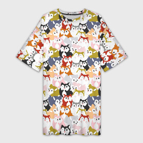 Платье-футболка 3D с принтом Мультяшные Лисята в Новосибирске,  |  | animal | firefox | fox | mozilla | orange | predator | wild animals | алиса | воровка | дикие животные | животное | зверь | колобок | кума | лиса | лисица | лисичка | мозилла | оранжевый | рыжая | фаерфокс | фокс | хитрюга | хищник