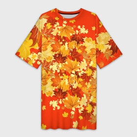 Платье-футболка 3D с принтом Кленовый листопад в Новосибирске,  |  | autumn | bright colors | falling leaves | golden | leaves | maple | nature | золотая | клён | листопад | листья | осень | природа | яркие цвета