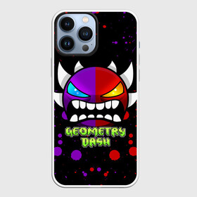 Чехол для iPhone 13 Pro Max с принтом GEOMETRY DASH DEMONS LEVELS, БРЫЗГИ КРАСОК в Новосибирске,  |  | 2d | arcade | colors | demon | game | geometry | geometry dash | levels | meltdown | paints | robtop | smile | аркада | брызги | брызги красок | геометрический тире | геометрия | демон | краски | раннер | смайлы | уровни | эмоции