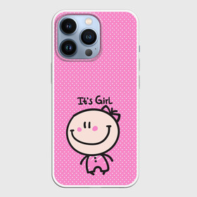Чехол для iPhone 13 Pro с принтом It s girl в Новосибирске,  |  | бантик | горох | девочка | малыш | улыбка
