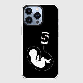 Чехол для iPhone 13 Pro с принтом Малыш на связи в Новосибирске,  |  | Тематика изображения на принте: малыш | связь | телефон | чат | шнур