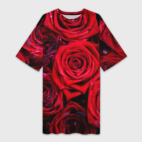 Платье-футболка 3D с принтом Вечернее вдохновение Любви в Новосибирске,  |  | абстракция | любовь | отношения | розы | семья | цветы