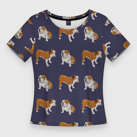 Женская футболка 3D Slim с принтом Английские бульдоги паттерн в Новосибирске,  |  | dogs | english bulldog | pets | английский бульдог | бульдоги | домашние животные | домашние питомцы | паттерн | породистые собаки | собаки