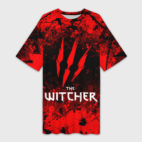 Платье-футболка 3D с принтом The Witcher Брызги крови. в Новосибирске,  |  | geralt | the witcher | the witcher wild hunt | witcher | ведьмак | ведьмак 3 | геральт | сериал