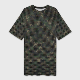 Платье-футболка 3D с принтом Камуфляж Лесной Окраски в Новосибирске,  |  | camouflage | military | армия | боец | ввс | вдв | вмф | военный камуфляж | воин | война | гру | десантник | дшб | камуфляж | кгб | маскировка | масхалат | мвд | милитари | мчс | омон | охота | патриот | пво