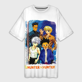 Платье-футболка 3D с принтом Главные герои Hunter x Hunter в Новосибирске,  |  | anime | furikusu | gon | gon furikusu | hunter x hunter | killua | killua zoldyck | kurapika | manga | zoldyck | аниме | гон | гон фрикс | золдик | курапика | леорио | леорио паладинайт | манга | охотник новичок | охотник х охотни