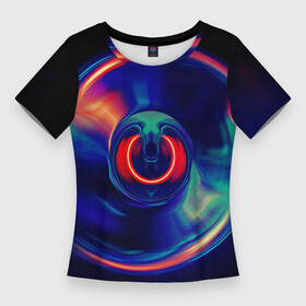 Женская футболка 3D Slim с принтом Сверхновая сингулярность в Новосибирске,  |  | вектор | графика | космос | красный | круг | синий | черная дыра | шар
