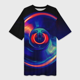 Платье-футболка 3D с принтом Сверхновая сингулярность в Новосибирске,  |  | вектор | графика | космос | красный | круг | синий | черная дыра | шар