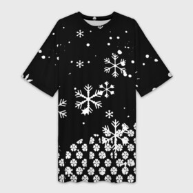 Платье-футболка 3D с принтом чёрный клевер снежинки в Новосибирске,  |  | аста | вельзевул сила и способности | новая серия чёрного клевера | чёрный клевер | чёрный клевер 2 сезон | чёрный клевер второй сезон | чёрный клевер манга