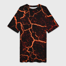 Платье-футболка 3D с принтом раскаленная лава hot lava в Новосибирске,  |  | hot | hot lava | lava | лава | раскаленная лава
