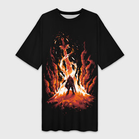 Платье-футболка 3D с принтом Избранный в огне в Новосибирске,  |  | dark souls | lfhr cjekc | вфкл ыщгды | дарк соулс | черная душа