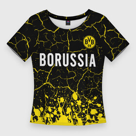 Женская футболка 3D Slim с принтом BORUSSIA + Брызги в Новосибирске,  |  | borussia | club | dortmund | footbal | logo | paint | боруссия | брызги | дортмунд | знак | клуб | краска | логотип | логотипы | символ | символы | форма | футбол | футбольная | футбольный