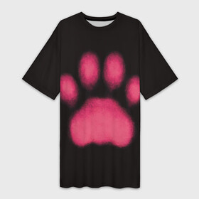 Платье-футболка 3D с принтом След кошки в Новосибирске,  |  | Тематика изображения на принте: кот | кошачья | кошачья лапа | кошачья лапка | кошка | лапа | лапка | отпечаток лапы | подушечки | след