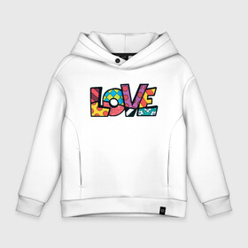 Детское худи Oversize хлопок с принтом Love pop art в Новосибирске, френч-терри — 70% хлопок, 30% полиэстер. Мягкий теплый начес внутри —100% хлопок | боковые карманы, эластичные манжеты и нижняя кромка, капюшон на магнитной кнопке | love | pop art | принты | узор | цветок