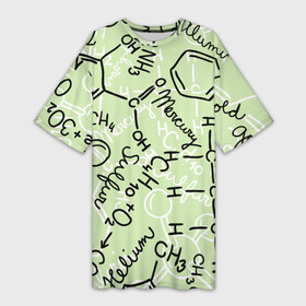 Платье-футболка 3D с принтом Химические соединения в Новосибирске,  |  | science | вещества | наука | студент | студенты | уравнения | ученые | формула | формулы | химик | химики | химия