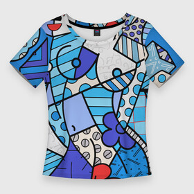Женская футболка 3D Slim с принтом Romero Britto  sexy girls в Новосибирске,  |  | brazilian artist | bright colors | cubism | emoji | graffiti | pop art | romero britto | бразильский художник | граффити | кубизм | ромеро бритто | эмодзи | яркие цвета