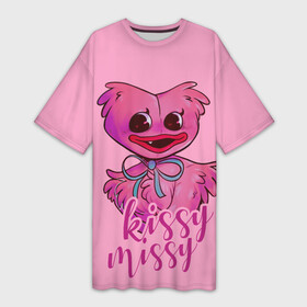 Платье-футболка 3D с принтом Pink Kissy Missy в Новосибирске,  |  | kissy | kissy missy | missy | poppy playtime | игра | киси | киси миси | кисси мисси | кукла | миси | монстр | плэйтайм | попи плей тайм | попи плэй тайм | попиплейтам | попиплэйтайм | поппи плейтайм | поппиплэйтайм