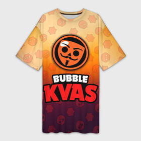 Платье-футболка 3D с принтом Бабл Квас Bubble Kvas, логотип в Новосибирске,  |  | bubble cvas | bubble kvas | bubble квас | meme | баббл квас | бабл квас | бабле квас | мемы