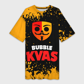 Платье-футболка 3D с принтом Bubble Kvas  Бабл Квас, логотип в Новосибирске,  |  | bubble cvas | bubble kvas | bubble квас | meme | баббл квас | бабл квас | бабле квас | мемы