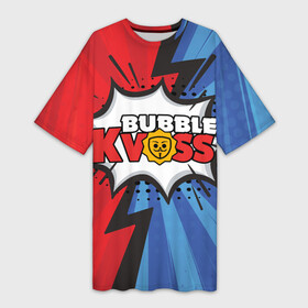 Платье-футболка 3D с принтом Бабл квас супер геройский узор в Новосибирске,  |  | bubble kvas | бабл квас | игра | мобильная игра